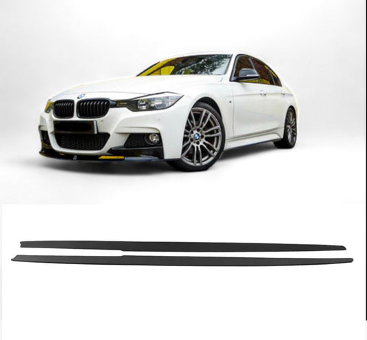 BMW 3 Series F30 Saloon Gloss Black / Matte Black / Carbon Look Car Side Extension Blades - Auto Kits